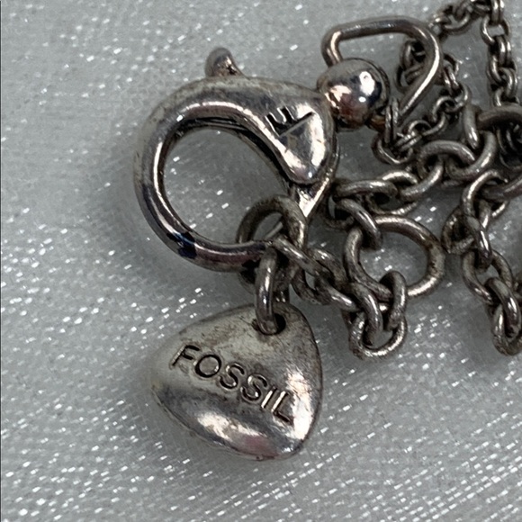 Fossil Silver Rose Sparkle Pendant Necklace Live in Sunshine Quote 18” Chain - Picture 3 of 9